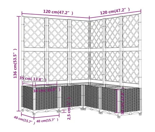 Võrega Taimekast, Valge, 120 X 120 X 136 Cm Pp