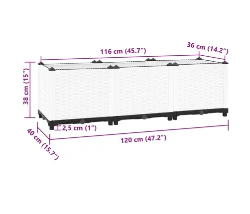 Taimelava, 120 X 40 X 38 cm Polüpropüleen