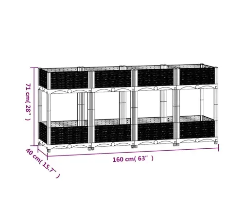 Puķu Kaste, 160X40X71 Cm, Polipropilēns Vidaxl