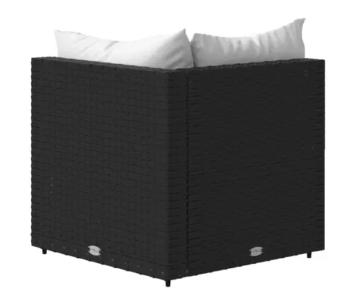 Dārza Stūra Dīvāns Ar Spilveniem, Pe Rotangpalma, Melns Vidaxl