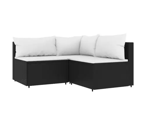 4-Osaline Aiamööblikomplekt Patjadega, Must, Polürotang