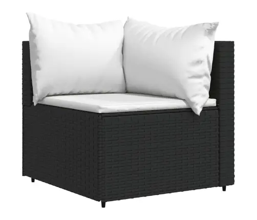 4-Osaline Aiamööblikomplekt Patjadega, Must, Polürotang