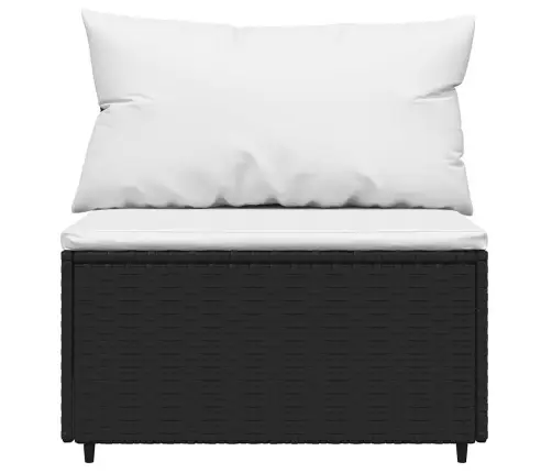 Vidurinės Sofos Dalys Su Pagalvėmis, 2Vnt., Juodos, Poliratanas