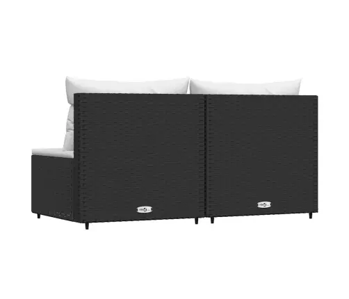 Vidurinės Sofos Dalys Su Pagalvėmis, 2Vnt., Juodos, Poliratanas