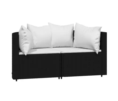 Dārza Stūra Dīvāni Ar Spilveniem, 2 Gab., Melna Pe Rotangpalma Vidaxl