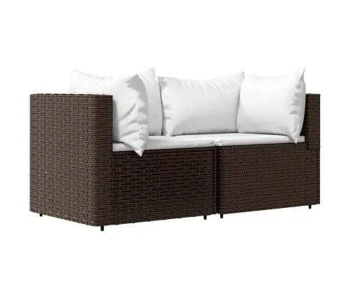 Dārza Stūra Dīvāni Ar Spilveniem, 2 Gab., Brūna Pe Rotangpalma Vidaxl