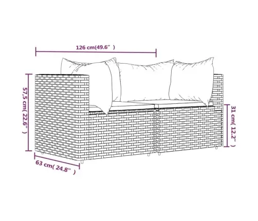Dārza Stūra Dīvāni Ar Spilveniem, 2 Gab., Brūna Pe Rotangpalma Vidaxl