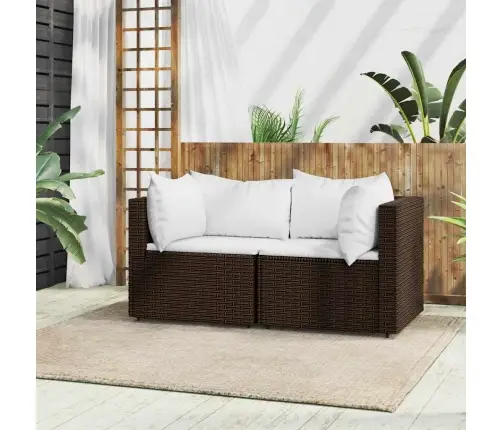 Dārza Stūra Dīvāni Ar Spilveniem, 2 Gab., Brūna Pe Rotangpalma Vidaxl