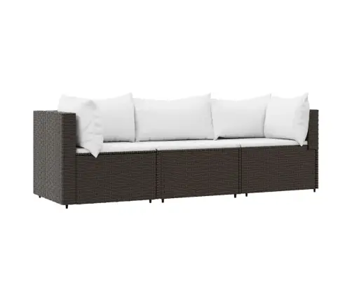 3-Osaline Aiamööbli Komplekt Patjadega, Pruun, Polürotang