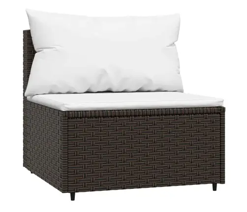 Vidurinės Sofos Dalys Su Pagalvėmis, 2Vnt., Rudos, Poliratanas Vidurinės Sofos Dalys Su Pagalvėmis, 2Vnt., Rudos, Poliratanas