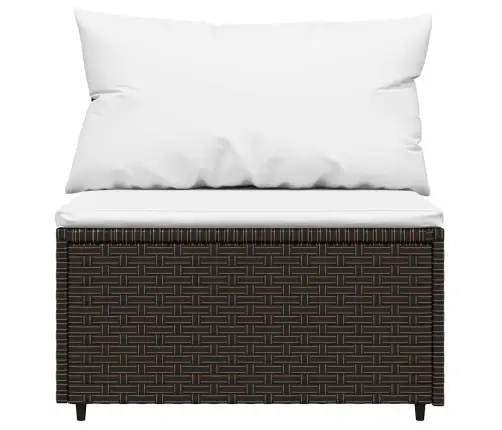 Vidurinės Sofos Dalys Su Pagalvėmis, 2Vnt., Rudos, Poliratanas Vidurinės Sofos Dalys Su Pagalvėmis, 2Vnt., Rudos, Poliratanas