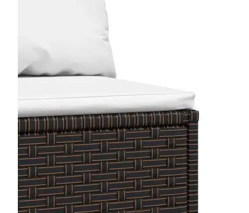 Vidurinės Sofos Dalys Su Pagalvėmis, 2Vnt., Rudos, Poliratanas Vidurinės Sofos Dalys Su Pagalvėmis, 2Vnt., Rudos, Poliratanas