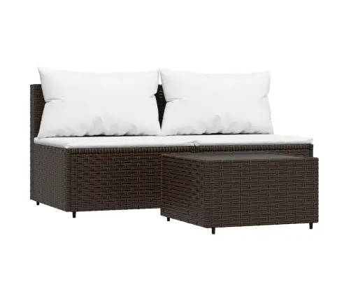 3-Daļīgs Dārza Atpūtas Mēbeļu Komplekts, Brūna Pe Rotangpalma Vidaxl