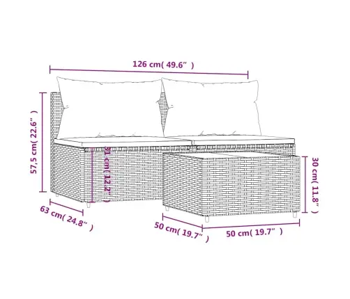 3-Daļīgs Dārza Atpūtas Mēbeļu Komplekts, Brūna Pe Rotangpalma Vidaxl