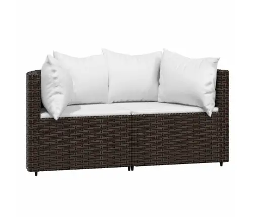 Dārza Stūra Dīvāni Ar Spilveniem, 2 Gab., Brūna Pe Rotangpalma Vidaxl