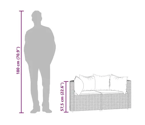 Dārza Stūra Dīvāni Ar Spilveniem, 2 Gab., Brūna Pe Rotangpalma Vidaxl