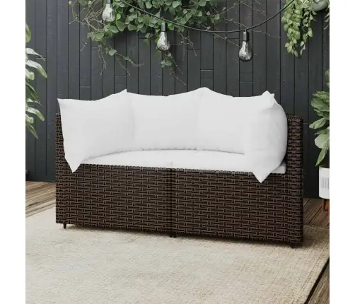 Dārza Stūra Dīvāni Ar Spilveniem, 2 Gab., Brūna Pe Rotangpalma Vidaxl