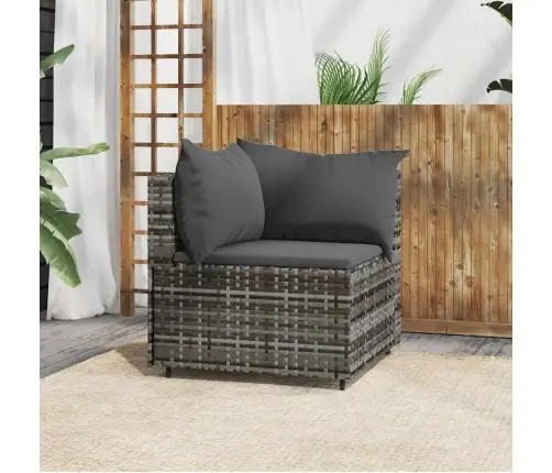 Dārza Stūra Dīvāns Ar Spilveniem, Pelēka Pe Rotangpalma Vidaxl