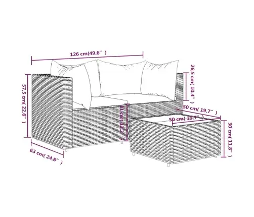 Sodo Komplektas Su Pagalvėlėmis, 3 Dalių, Pilkas, Poliratanas
