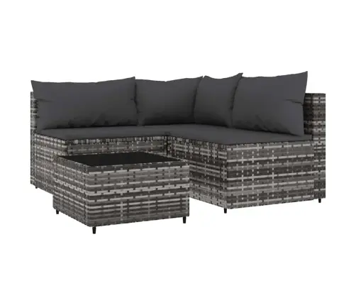 4-Daļīgs Dārza Atpūtas Mēbeļu Komplekts, Pelēka Pe Rotangpalma Vidaxl