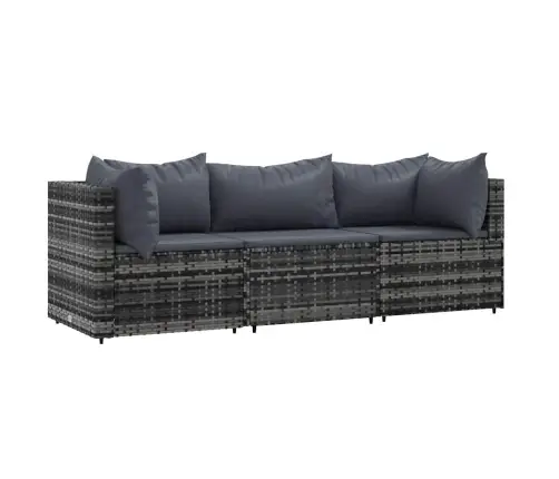 3-Daļīgs Dārza Atpūtas Mēbeļu Komplekts, Pelēka Pe Rotangpalma Vidaxl