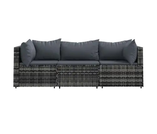 3-Daļīgs Dārza Atpūtas Mēbeļu Komplekts, Pelēka Pe Rotangpalma Vidaxl