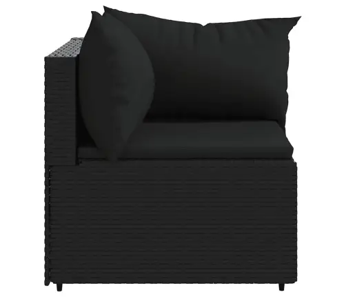 Kampinė Sodo Sofos Dalis Su Pagalvėlėmis, Juoda, Poliratanas Kampinė Sodo Sofos Dalis Su Pagalvėlėmis, Juoda, Poliratanas