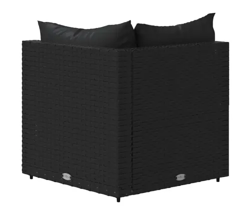 Kampinė Sodo Sofos Dalis Su Pagalvėlėmis, Juoda, Poliratanas Kampinė Sodo Sofos Dalis Su Pagalvėlėmis, Juoda, Poliratanas
