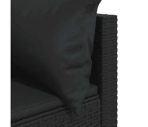 Kampinė Sodo Sofos Dalis Su Pagalvėlėmis, Juoda, Poliratanas Kampinė Sodo Sofos Dalis Su Pagalvėlėmis, Juoda, Poliratanas