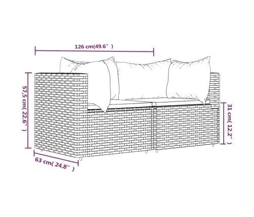 Dārza Stūra Dīvāni Ar Spilveniem, 2 Gab., Melna Pe Rotangpalma Vidaxl