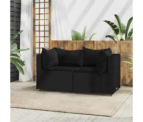 Dārza Stūra Dīvāni Ar Spilveniem, 2 Gab., Melna Pe Rotangpalma Vidaxl