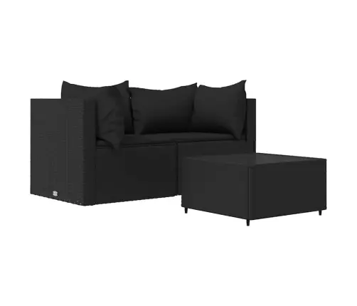 3-Daļīgs Dārza Atpūtas Mēbeļu Komplekts, Melna Pe Rotangpalma Vidaxl