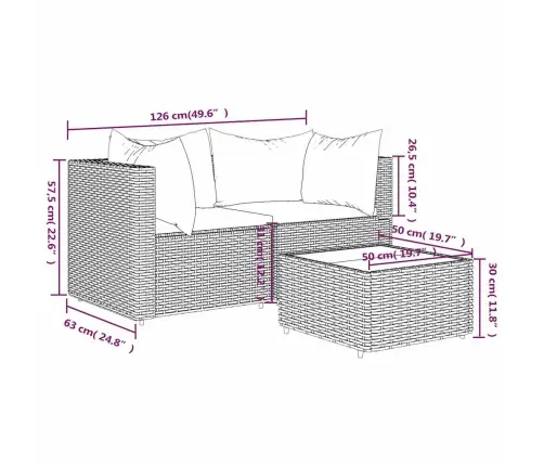 3-Daļīgs Dārza Atpūtas Mēbeļu Komplekts, Melna Pe Rotangpalma Vidaxl