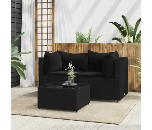 3-Daļīgs Dārza Atpūtas Mēbeļu Komplekts, Melna Pe Rotangpalma Vidaxl