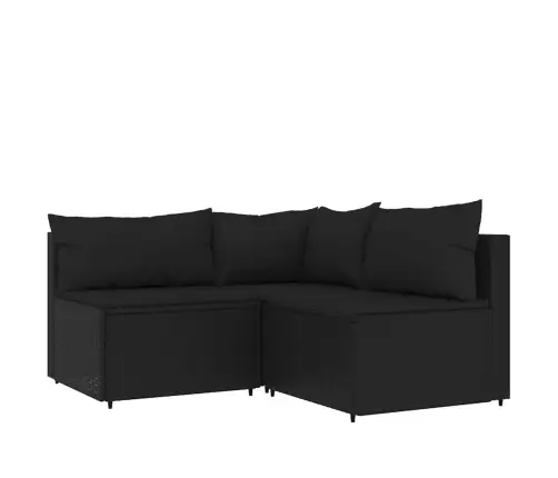 4-Daļīgs Dārza Mēbeļu Komplekts, Melna Pe Rotangpalma Vidaxl