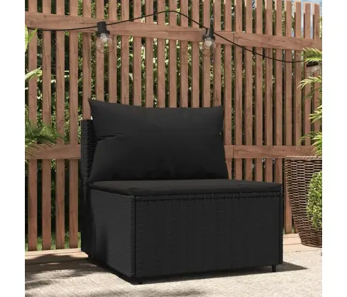 Vidējais Dārza Dīvāns, Spilveni, Melna Pe Rotangpalma Vidaxl