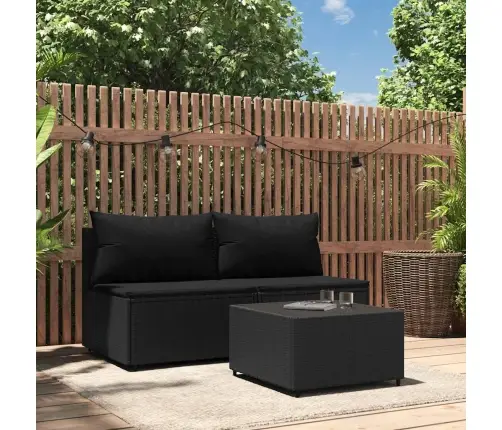 3-Osaline Aiamööblikomplekt Patjadega, Must, Polürotang