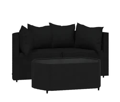 3-Daļīgs Dārza Atpūtas Mēbeļu Komplekts, Melna Pe Rotangpalma Vidaxl