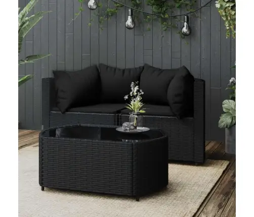 3-Daļīgs Dārza Atpūtas Mēbeļu Komplekts, Melna Pe Rotangpalma Vidaxl