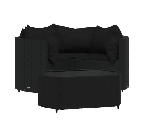 4-Daļīgs Dārza Atpūtas Mēbeļu Komplekts Ar Matračiem, Melns Pe Vidaxl