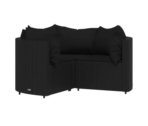 4-Daļīgs Dārza Atpūtas Mēbeļu Komplekts Ar Matračiem, Melns Pe Vidaxl