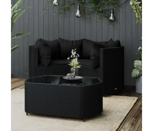 4-Daļīgs Dārza Atpūtas Mēbeļu Komplekts Ar Matračiem, Melns Pe Vidaxl