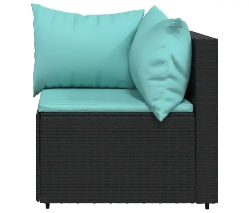 Dārza Stūra Dīvāns Ar Spilveniem, Pe Rotangpalma, Melns Vidaxl