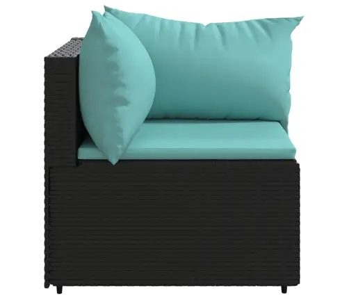 Dārza Stūra Dīvāns Ar Spilveniem, Pe Rotangpalma, Melns Vidaxl