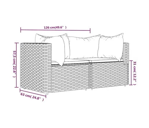 Dārza Stūra Dīvāni Ar Spilveniem, 2 Gab., Melna Pe Rotangpalma Vidaxl
