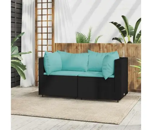 Dārza Stūra Dīvāni Ar Spilveniem, 2 Gab., Melna Pe Rotangpalma Vidaxl