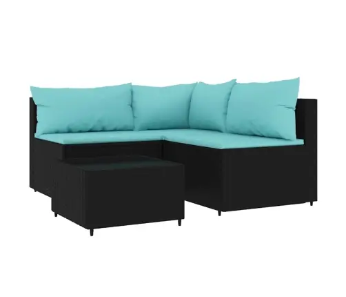 4-Daļīgs Dārza Mēbeļu Komplekts, Melna Pe Rotangpalma Vidaxl 4-Daļīgs Dārza Mēbeļu Komplekts, Melna Pe Rotangpalma Vidaxl