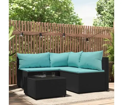 4-Daļīgs Dārza Mēbeļu Komplekts, Melna Pe Rotangpalma Vidaxl 4-Daļīgs Dārza Mēbeļu Komplekts, Melna Pe Rotangpalma Vidaxl