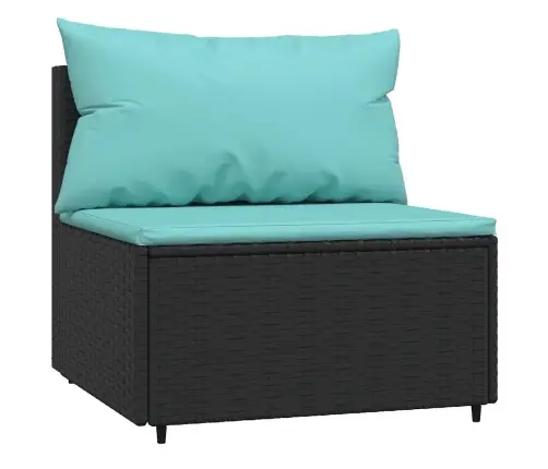 Vidējais Dārza Dīvāns, Spilveni, Melna Pe Rotangpalma Vidaxl