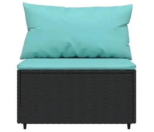 Vidējais Dārza Dīvāns, Spilveni, Melna Pe Rotangpalma Vidaxl